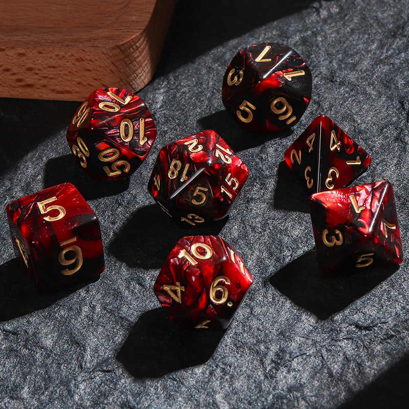 Board Game Ludo - Polyedrische Würfel Doppel-Farben Rot Schwarz DND