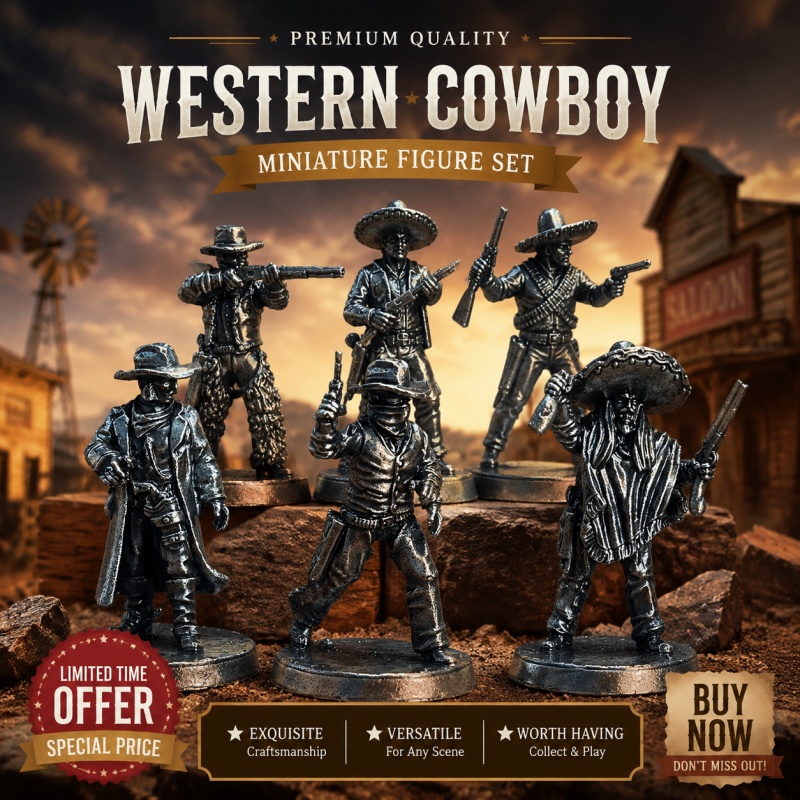 Board Game Wild Wild - Wild West Cowboy Weiße Kupfer-Miniatur Metallfigur