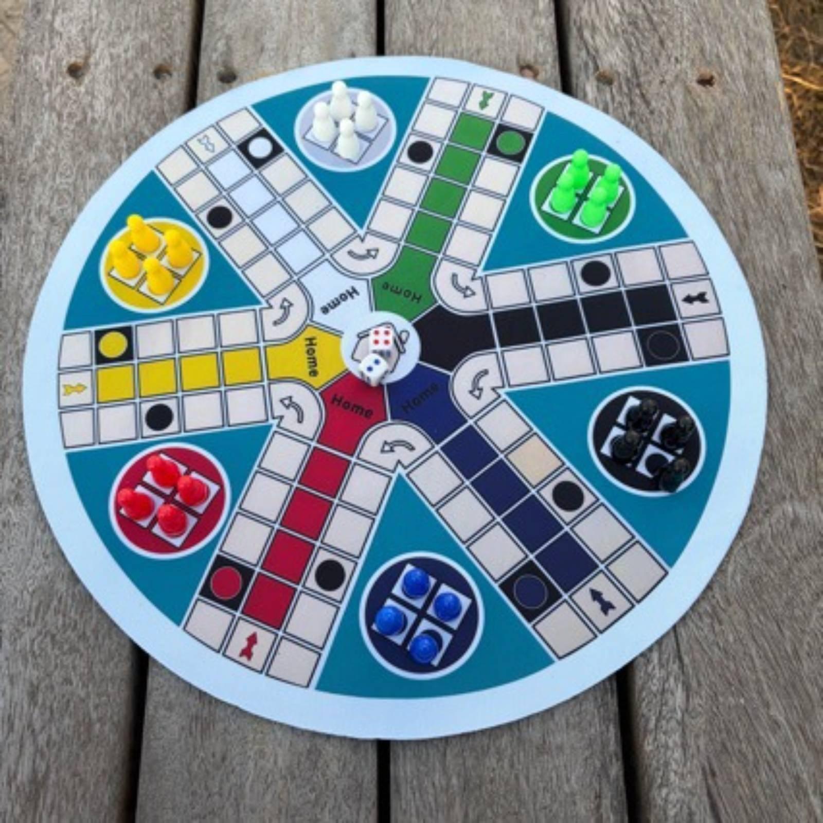 Board Game Ludo - Schachspiel Faltbare Sechsspieler-Ludo-Spielmatte Mini-Brettspiel-Zubehör für Tragbaren
