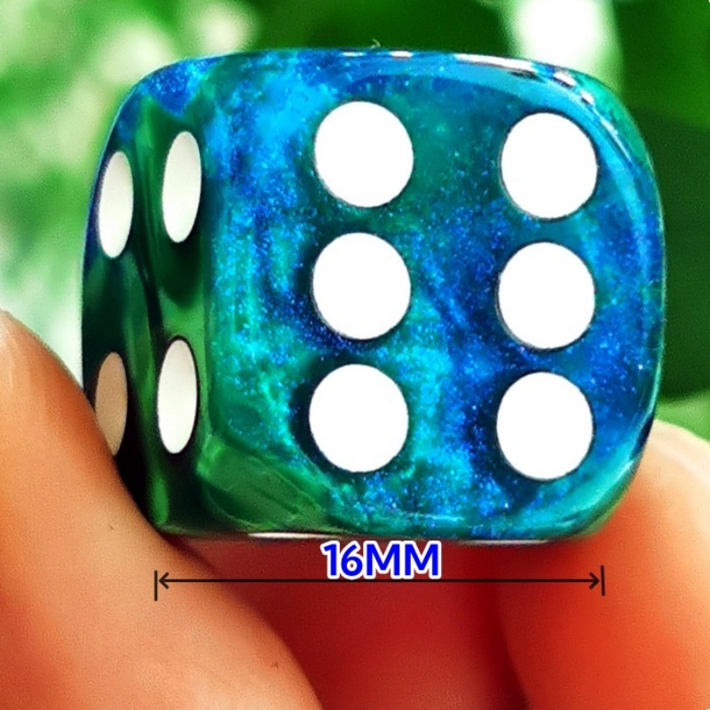 Board Game Ludo - 10-teiliges D6-Würfelset mit Marmorperlenadereffekt, zweifarbig, glitzernd,