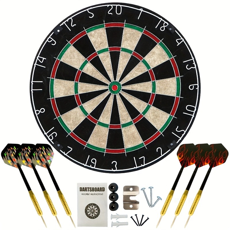 Board Game Enthusiast - 18-Zoll-Borsten-Dartboard-Set für Erwachsene, Indoor-Dartboard, Familien-Dartspiel, tragbares