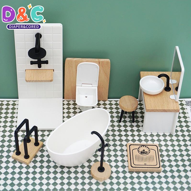 Miniature Terrain Set - 1:6/1:12 Puppenhaus Miniatur Badezimmer Set Duschraum