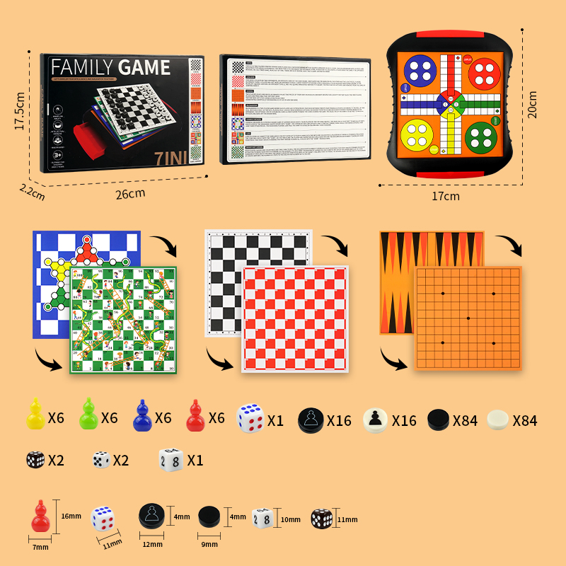 3-in-1/5-in-1/7-in-1 Brettspie – Board Game Ludo Bewertung und Preis